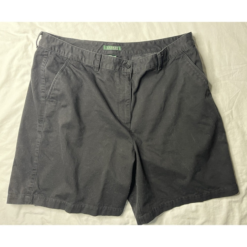Lauren Ralph Lauren Chino Shorts Womens Size 18W Black Cotton Preppy Casual